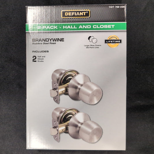 Defiant Brandywine Stainless Steel Hall/closet Door Knob 2 pack