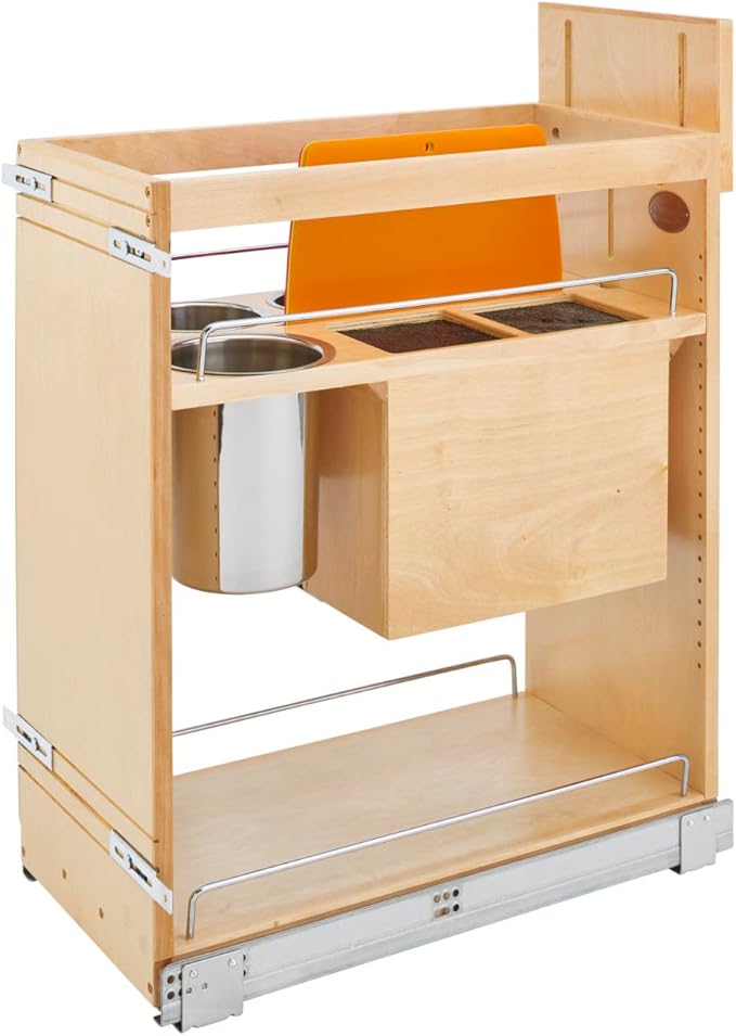 Rev-A-Shelf Base Cabinet Pullout with Knife Block and Utensil Bins